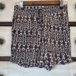 Brown and White Patterned Shorts